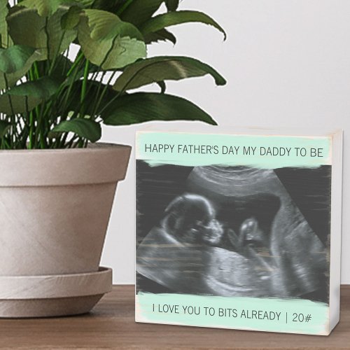 Custom Sonogram Photo Fathers Day Daddy to Be Mint Wooden Box Sign