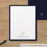 Custom Sophisticated Business Letterhead<br><div class="desc">Make a lasting impression with our Custom Sophisticated Business Letterhead featuring a refined navy blue frame and an elegant laurel logo with your company's name and tagline or customizable text placed in the lower thirds. This letterhead exudes professionalism and attention to detail, making it perfect for all your business correspondence...</div>