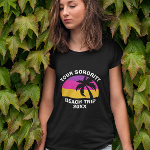Custom Sorority Beach Trip Reunion Pink Palm Tree T-Shirt