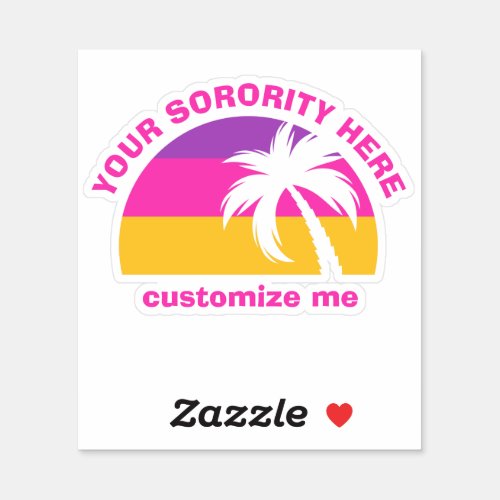 Custom Sorority Girl Hot Pink Palm Tree Beach Sticker