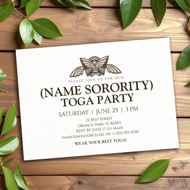 Custom Sorority Greek Toga Party Invitation (Creator Uploaded)