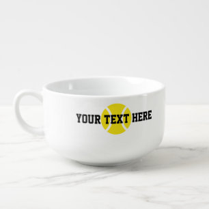 Custom soup bowl mug with yellow tennis ball logo