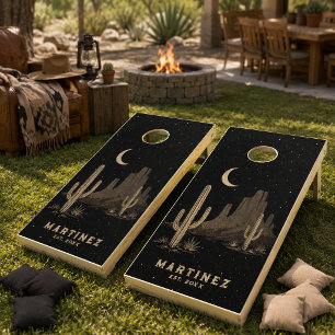 Custom Southwest Cactus Western Desert Family Name Cornhole Set