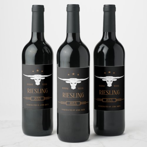 Custom Southwest Longhorn Wine Label