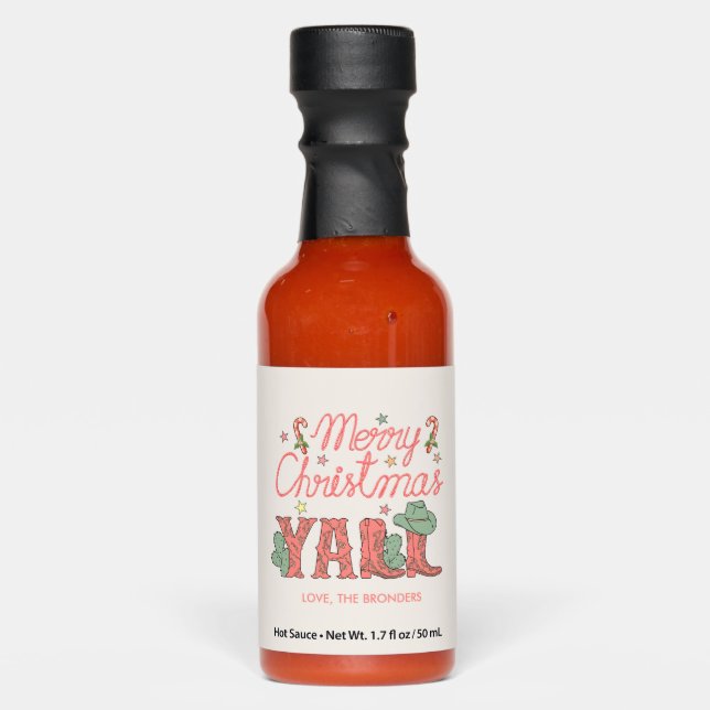 Custom Southwestern Merry Christmas Gift Hot Sauce (Front)