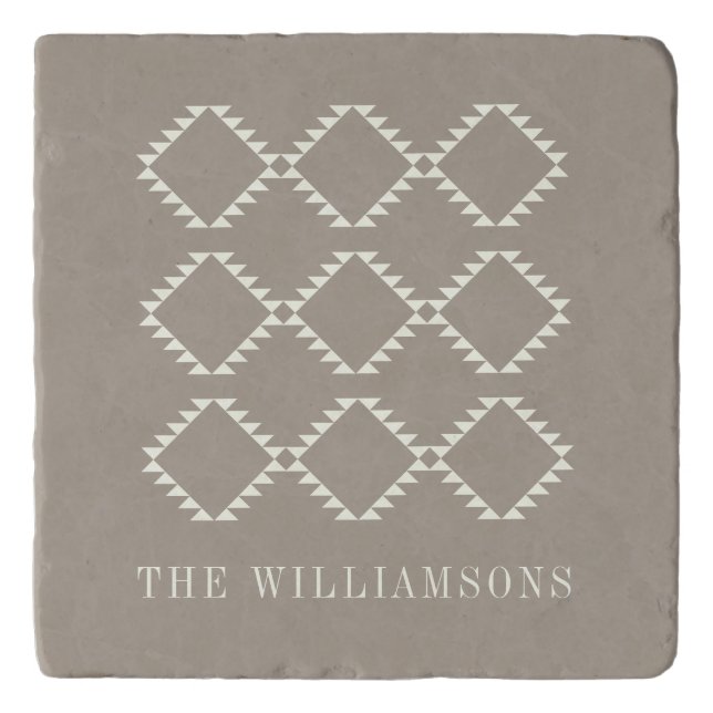 Custom Southwestern Rustic Farmhouse Taupe Brown Trivet (Front)