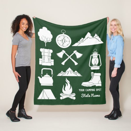 Custom Souvenir Camping Collage Campers Fleece Blanket