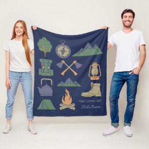 Custom Souvenir Camping Collage Campers Fleece Blanket