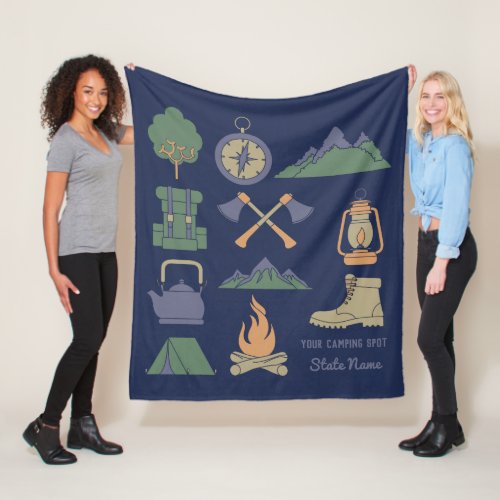 Custom Souvenir Camping Collage Campers Fleece Blanket