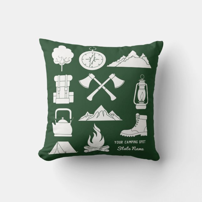 Custom Souvenir Camping Collage Campers Throw Pillow (Front)