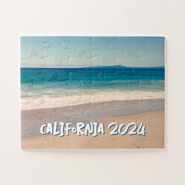 Custom Souvenir Photo Ocean Blue Scenic Beach Jigsaw Puzzle (Horizontal)
