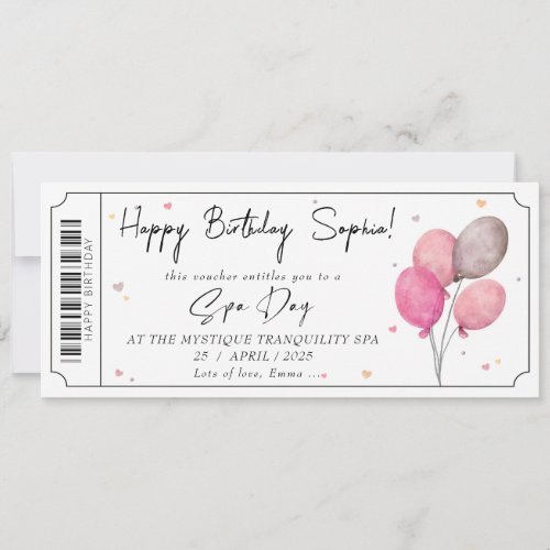 Custom Spa Day Rose Gold Gift Ticket Certificate Invitation