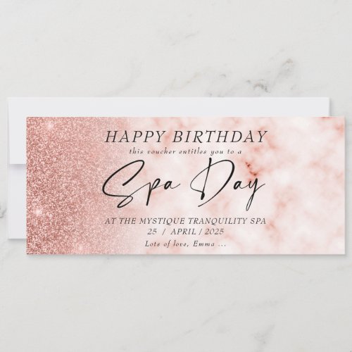 Custom Spa Day Rose Gold Voucher Certificate Invitation