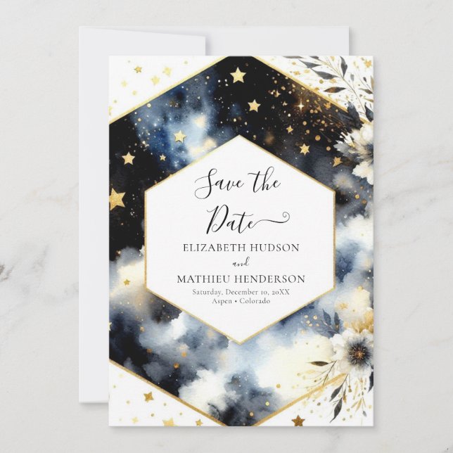 Custom Space Celestial Wedding Save The Date (Front)