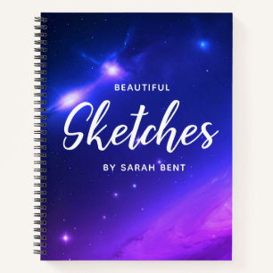 Custom Space Customizable Name Sketchbook Notebook