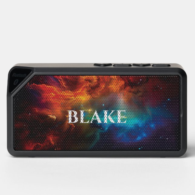 Custom Space Galaxy Personalized Name Bluetooth Speaker (Front)