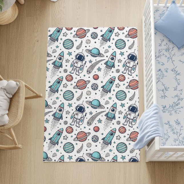 Custom Space Rug Planets & Rockets for Nursery (Custom Space Rug Planets & Rockets for Nursery)