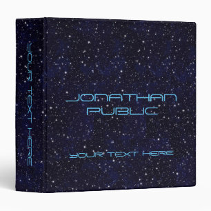 Custom Space Stars Universe Template Black 3 Ring Binder