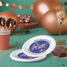 Custom Space-Themed Birthday Paper Plate for Kids