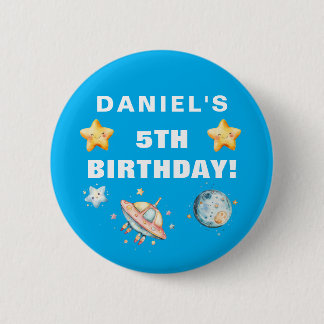 Custom Space-Themed Kids Birthday Party Button