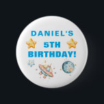 Custom Space-Themed Kids Birthday Party Button<br><div class="desc">Show off your love for space adventures with this custom astronaut-themed round button! Featuring vibrant designs with spaceship, stars, and planets, this button is perfect for space-themed birthday parties, as party favors, or as fun flair for any space enthusiast. Personalize it with your child’s name or special details to match...</div>