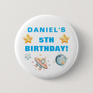Custom Space-Themed Kids Birthday Party Button