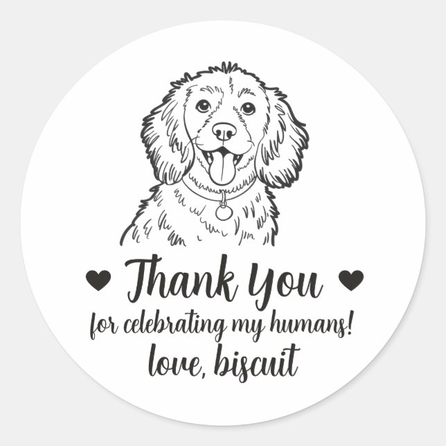 Custom Spaniel Dog Wedding Favor Stickers (Front)
