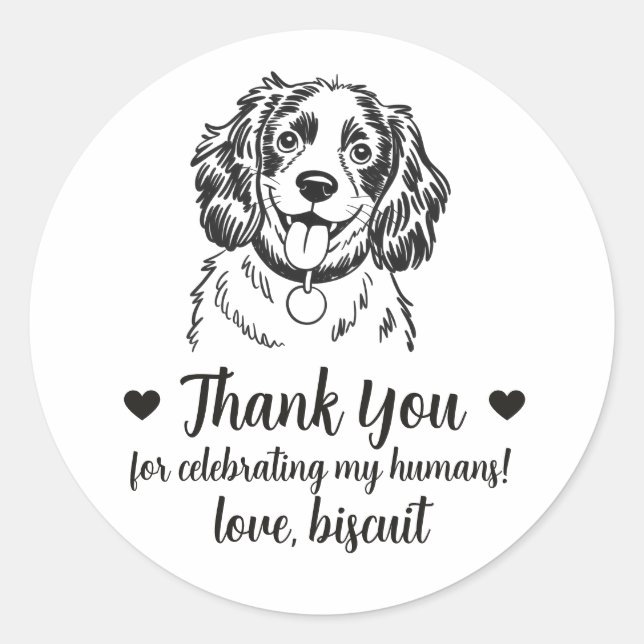 Custom Spaniel Dog Wedding Favor Stickers (Front)
