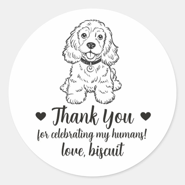 Custom Spaniel Dog Wedding Favor Stickers (Front)