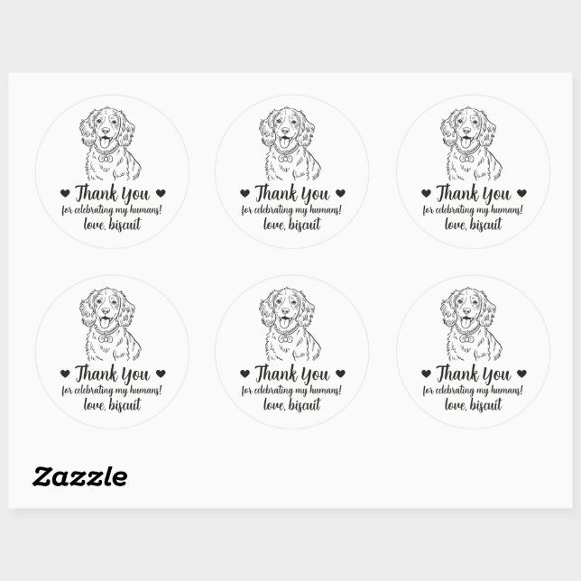 Custom Spaniel Dog Wedding Favor Stickers (Sheet)