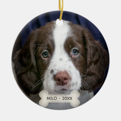 Custom Spaniel Puppy Dog Photo Ceramic Ornament