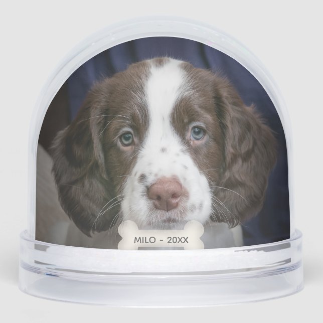 Custom Spaniel Puppy Dog Photo Snow Globe (Front)