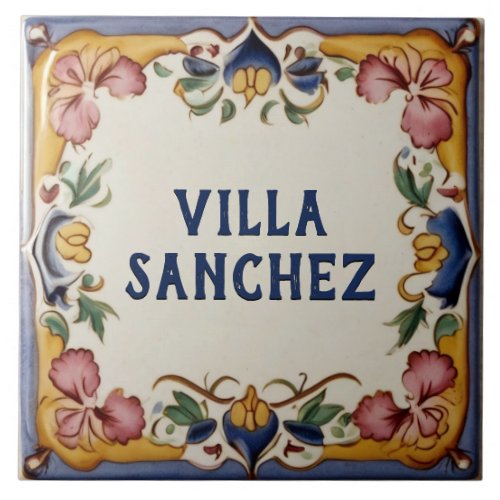 Custom Spanish Design House Name Plate Ceramic Tile