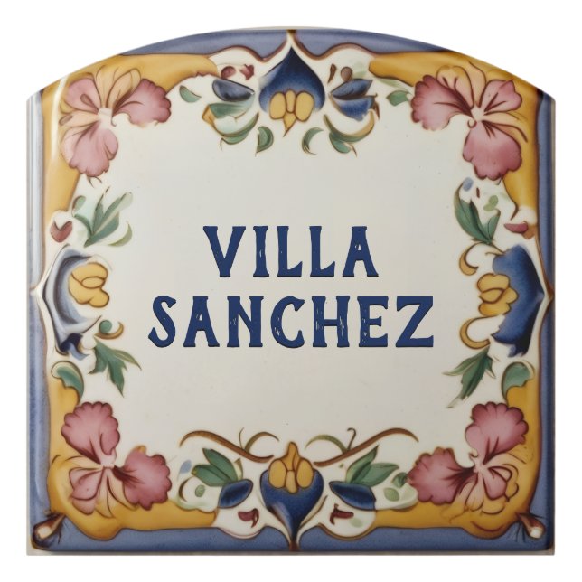 Custom Spanish Design House Name Plate Door Sign (Contour Front)