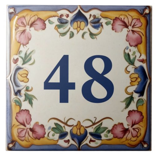 Custom Spanish Design House Number Sign Plaque Ceramic Tile