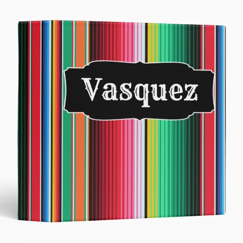 Custom Spanish Serape Mexican Blanket Personalized 3 Ring Binder