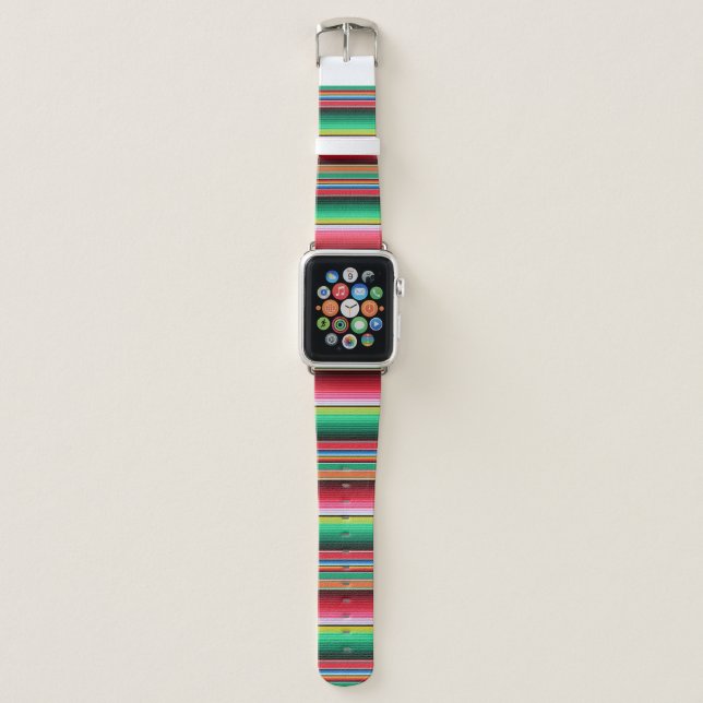 Custom Spanish Serape Mexican Blanket Personalized Apple Watch Band (Front)