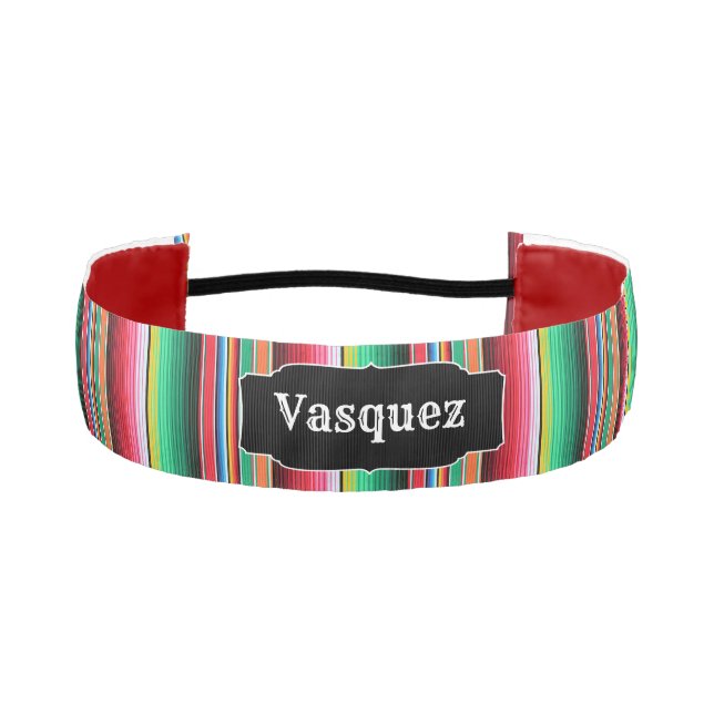 Custom Spanish Serape Mexican Blanket Personalized Athletic Headband (Front)