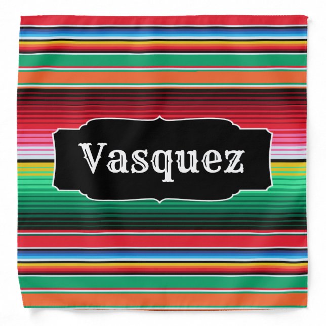 Custom Spanish Serape Mexican Blanket Personalized Bandana (Front)