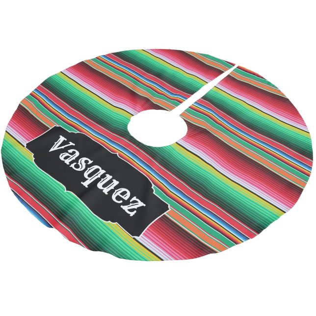 Custom Spanish Serape Mexican Blanket Personalized Brushed Polyester Tree Skirt (Angled)