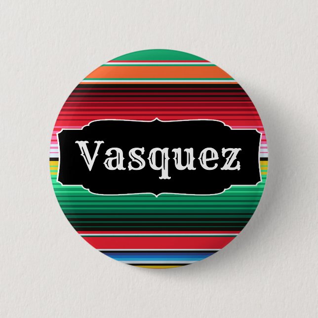 Custom Spanish Serape Mexican Blanket Personalized Button (Front)