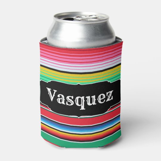 Custom Spanish Serape Mexican Blanket Personalized Can Cooler