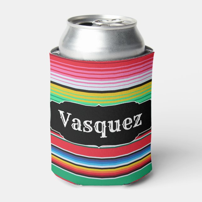 Custom Spanish Serape Mexican Blanket Personalized Can Cooler (Can Front)