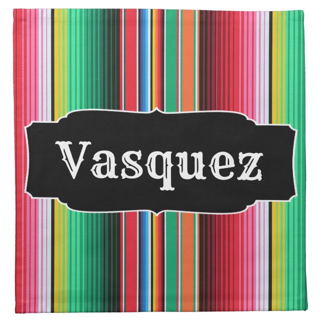 Custom Spanish Serape Mexican Blanket Personalized Cloth Napkin (Front)