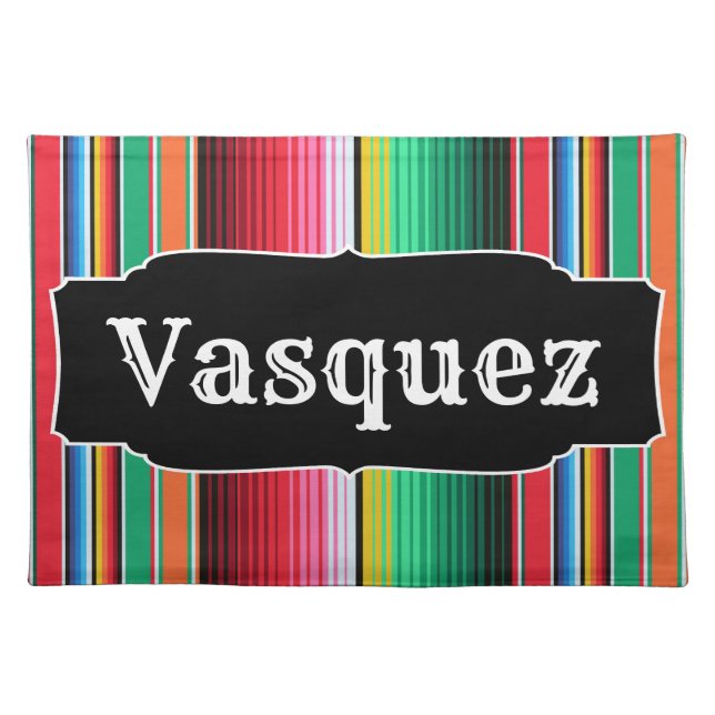 Custom Spanish Serape Mexican Blanket Personalized Cloth Placemat (Front)