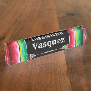 Custom Spanish Serape Mexican Blanket Personalized Desk Name Plate