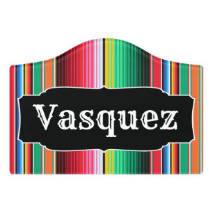 Custom Spanish Serape Mexican Blanket Personalized Door Sign