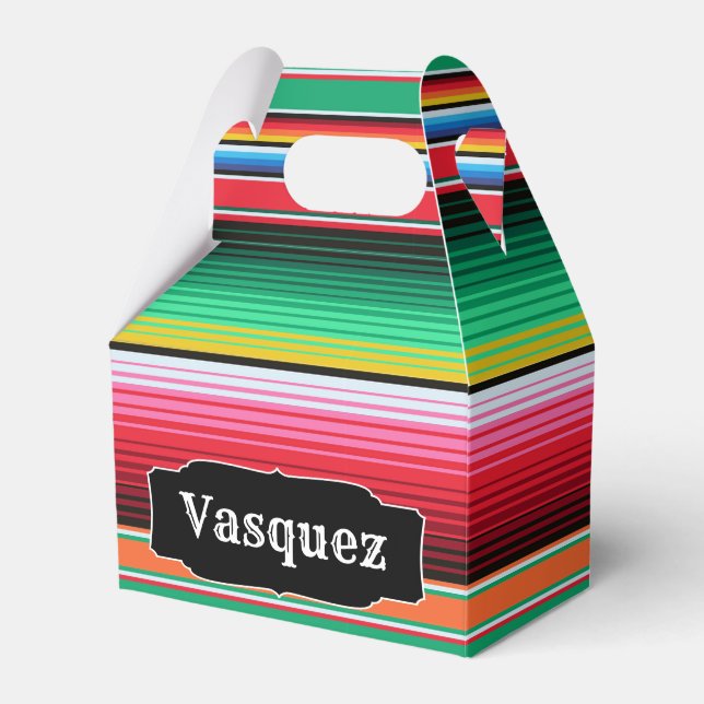 Custom Spanish Serape Mexican Blanket Personalized Favor Boxes (Front Side)