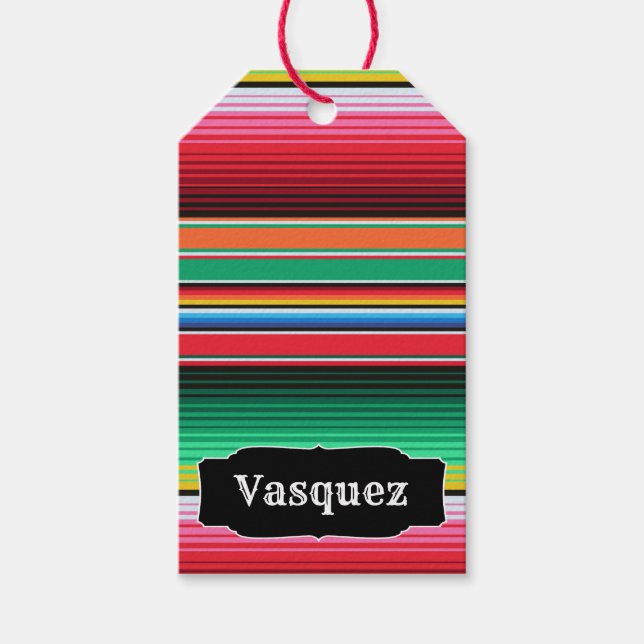 Custom Spanish Serape Mexican Blanket Personalized Gift Tags (Front)