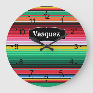 Custom Spanish Serape Mexican Blanket Personalized Large Clock